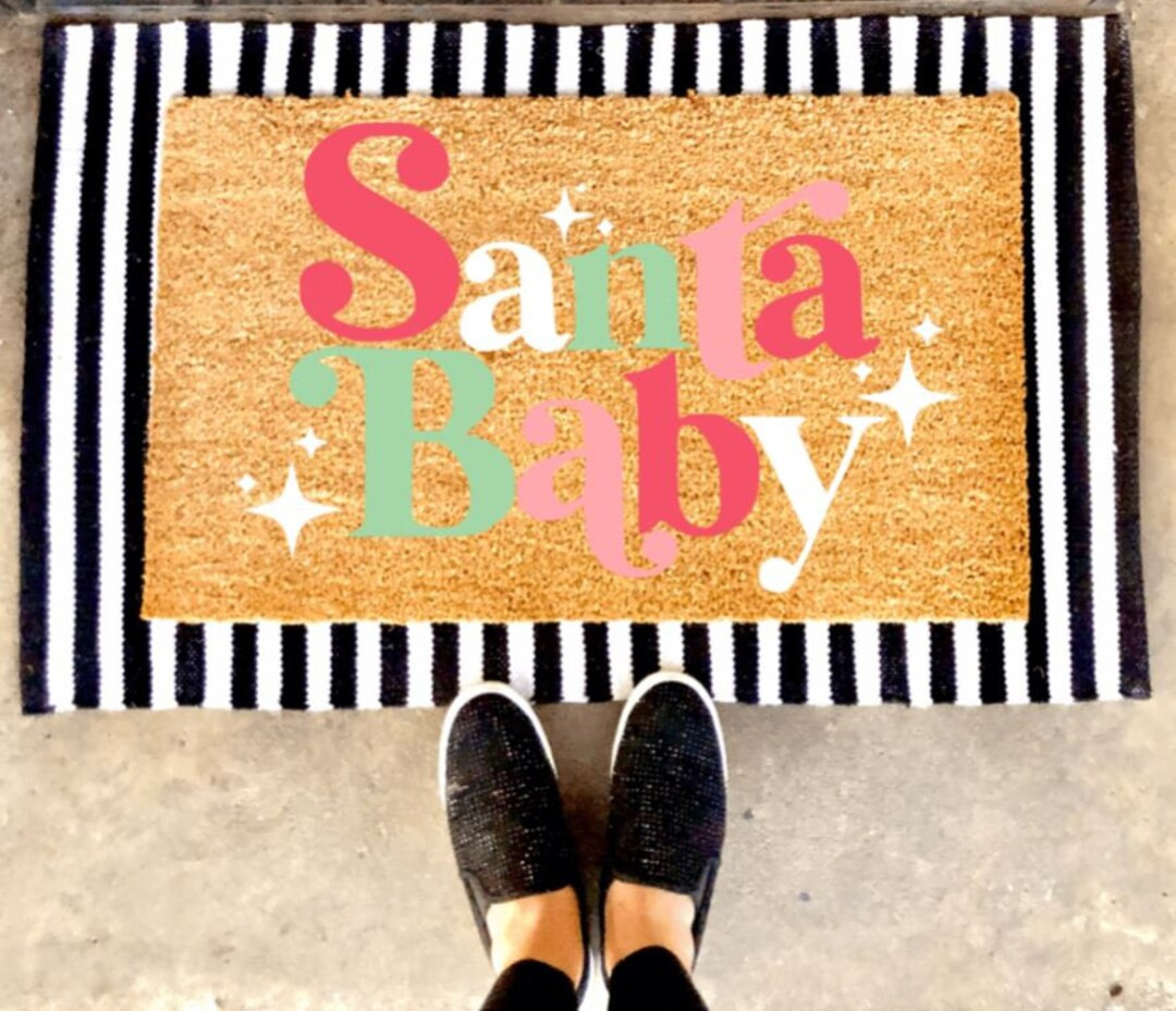 Santa Baby Retro Christmas Doormat Winter Custom Doormat - Etsy | Etsy (US)