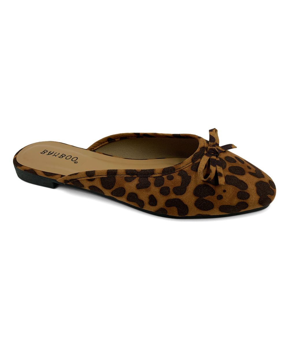 Bamboo Women's Mules LEOPARD - Brown Leopard Bow Approach Mule - Women | Zulily