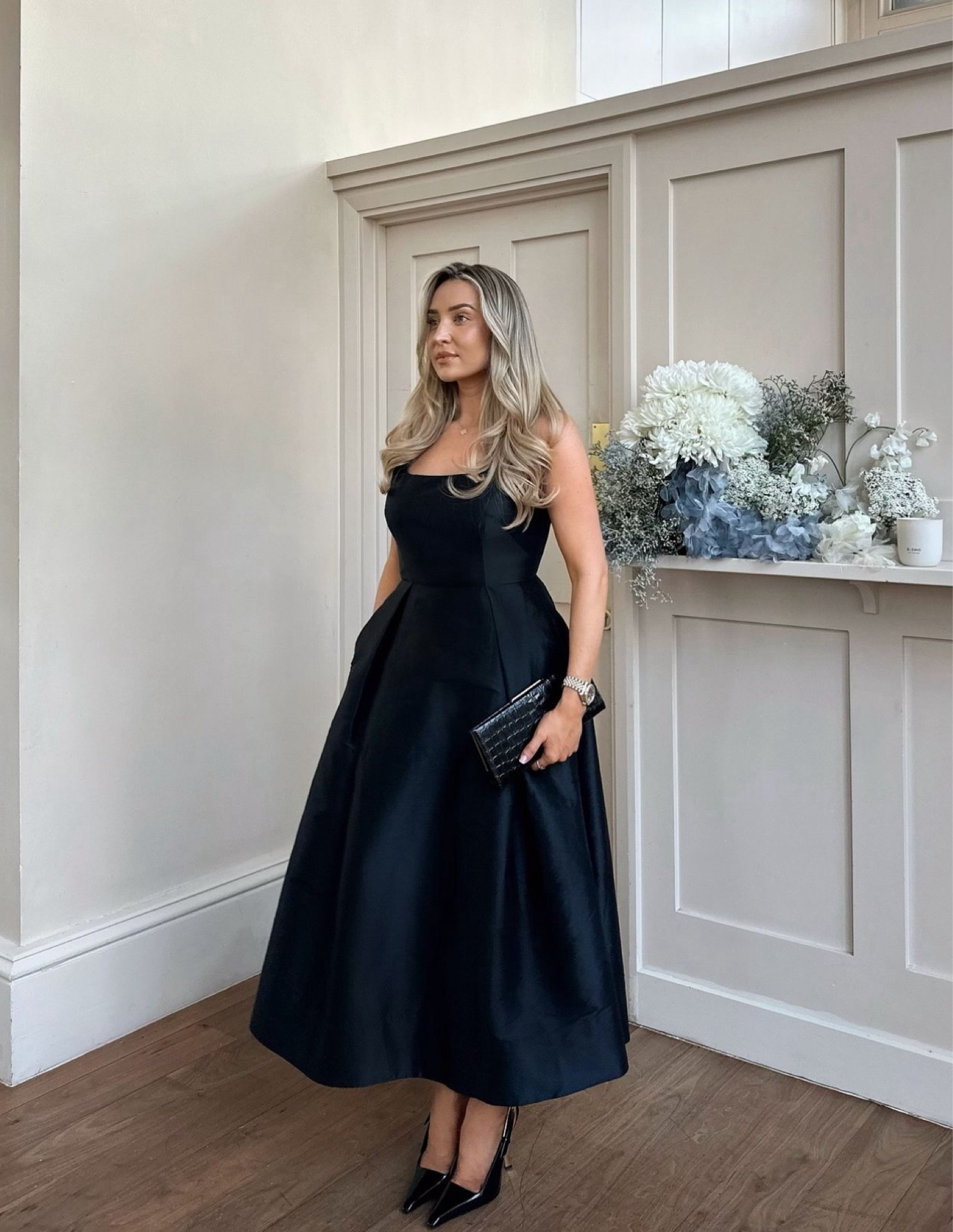 lydia millen taffeta full skirt tailored midi dress freyakillin on LTK