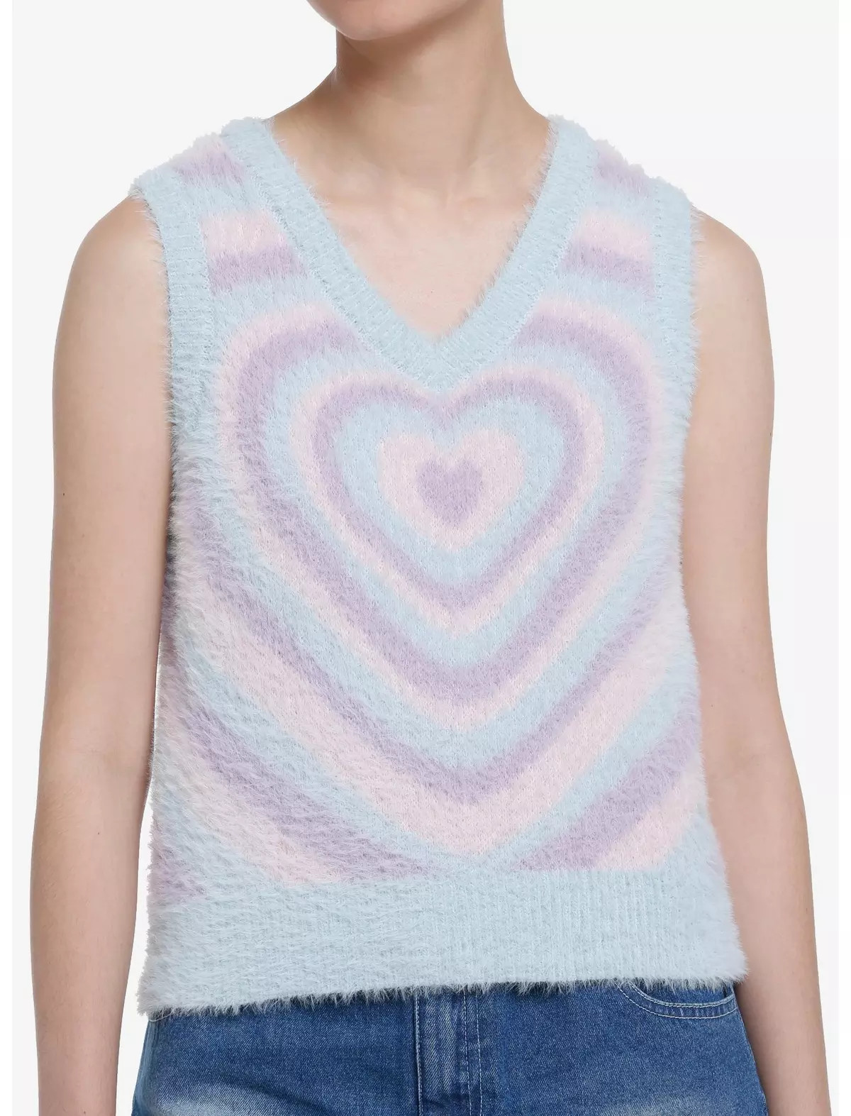 Sweet Society Pastel Hearts Fuzzy Girls Sweater Vest | Hot Topic