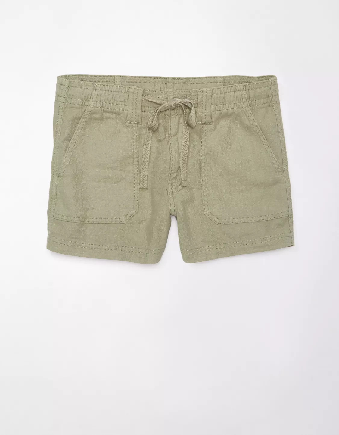 AE Dreamy Drape Linen-Blend Carpenter Short | American Eagle Outfitters (US & CA)