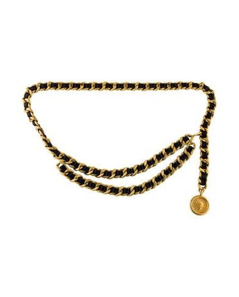 Chanel Vintage Chain-Link Medallion Belt Black | The RealReal