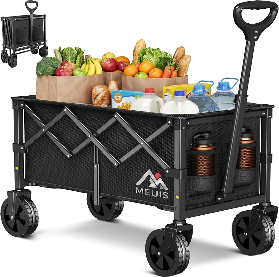 Collapsible Wagon Cart with Wheels - 250LBS Heavy Duty Folding Wagon for Groceries Shopping Outdo... | Amazon (US)