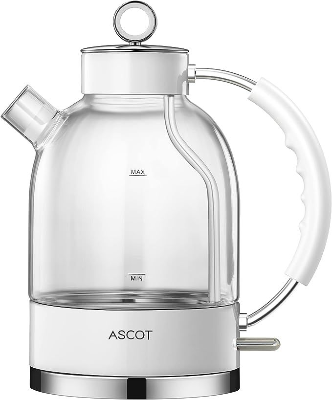 ASCOT Electric Kettle, 100% BPA-Free Glass Electric Tea Kettle, 1.6L 1500W Retro Tea Heater & Hot... | Amazon (US)