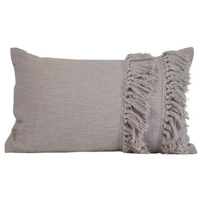 Gray Hand Woven 14x22" Decorative Cotton Throw Pillow with Hand Braided Tassels - Foreside Home &... | Target