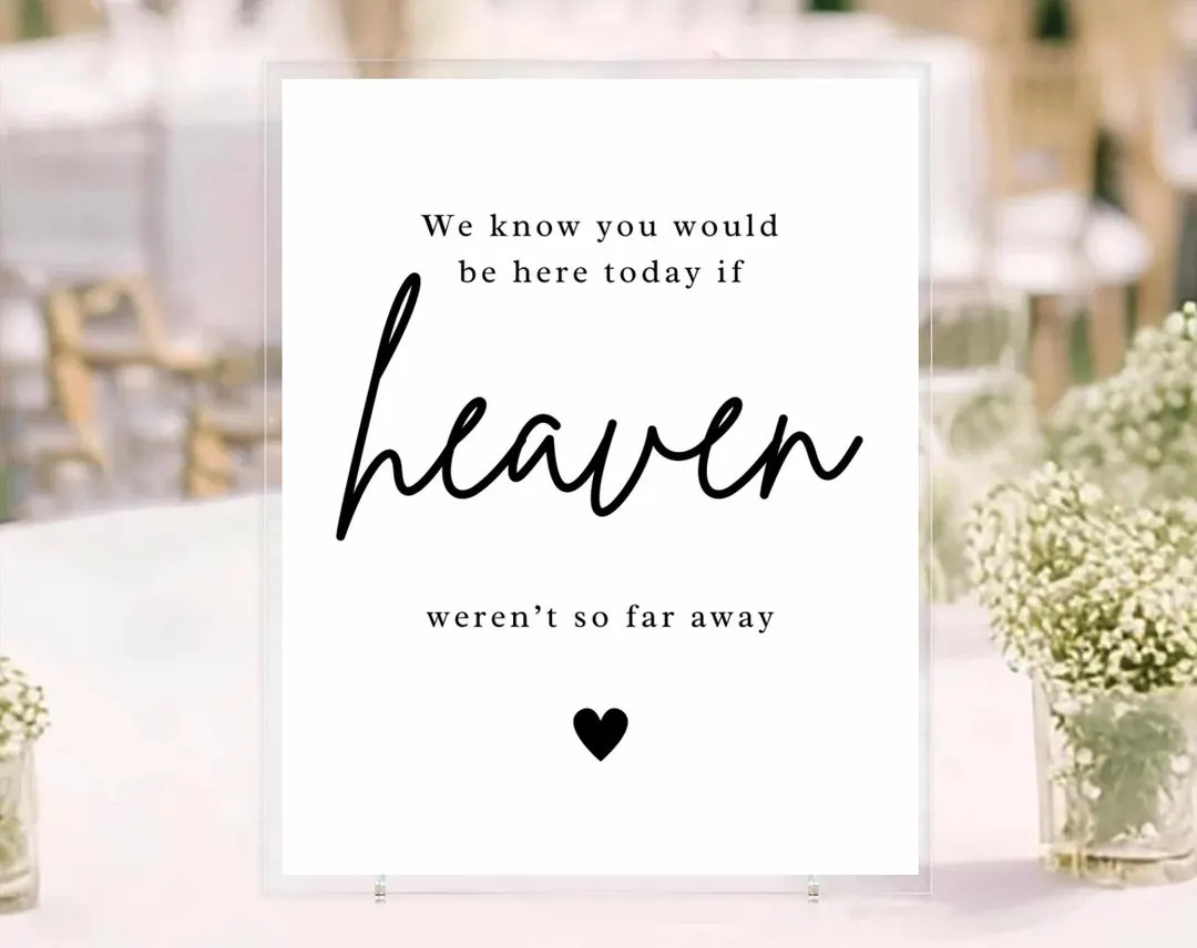If Heaven Wasnt so Far Away Wedding Sign Reception Party Instant Download Digital Product Wedding... | Etsy (US)