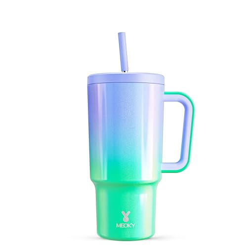 Meoky 30 oz Tumbler with Handle, Tumbler with Lid and Straw, Insulated Stainless Steel Travel Mug, 100% Leak-proof, Cupholder Friendly, Keeps Cold for 24 Hours or Hot for 8 Hours (Fairyland) | Amazon (US)