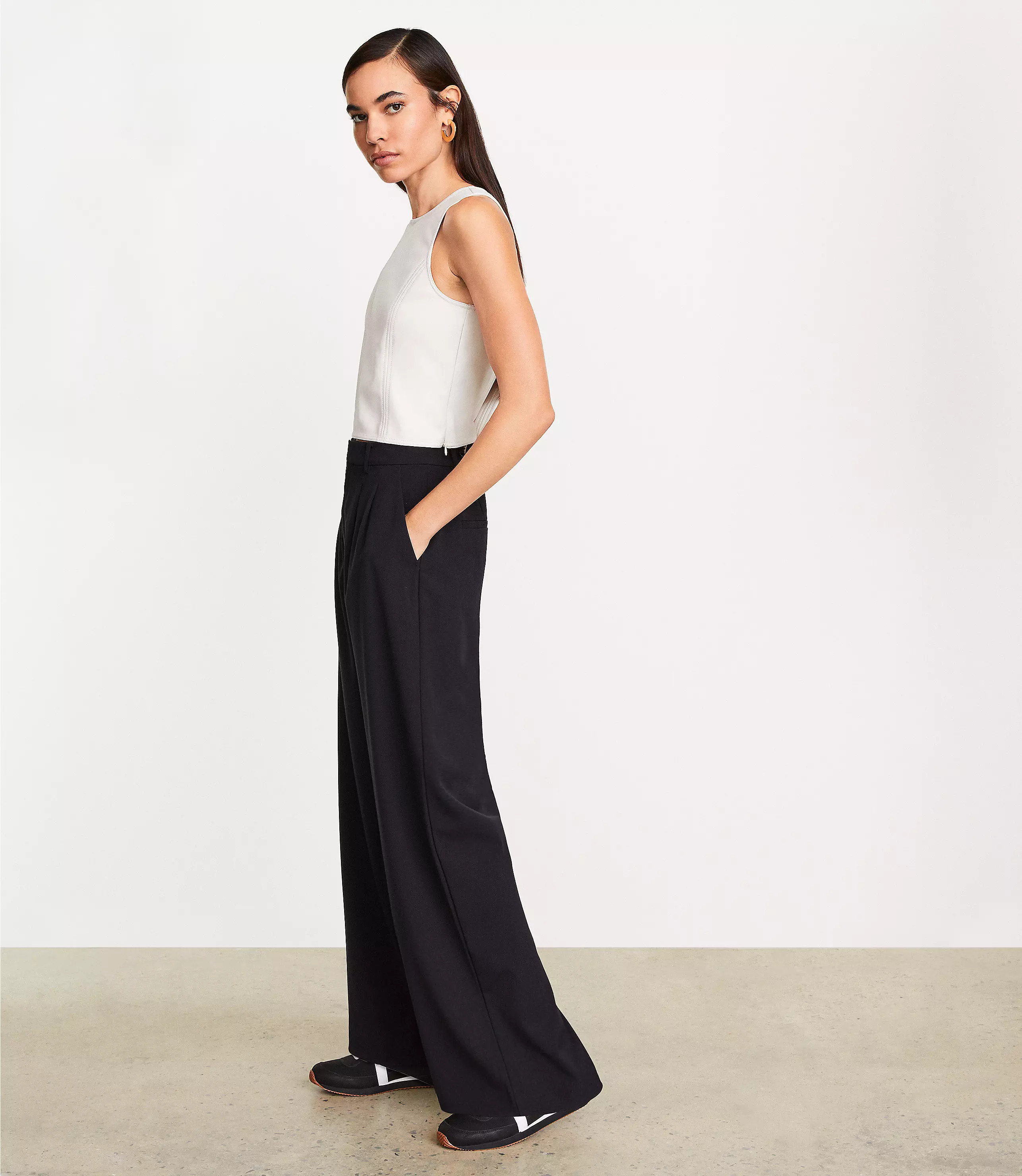 LOFT Versa Topstitched Faux Leather Shell | LOFT