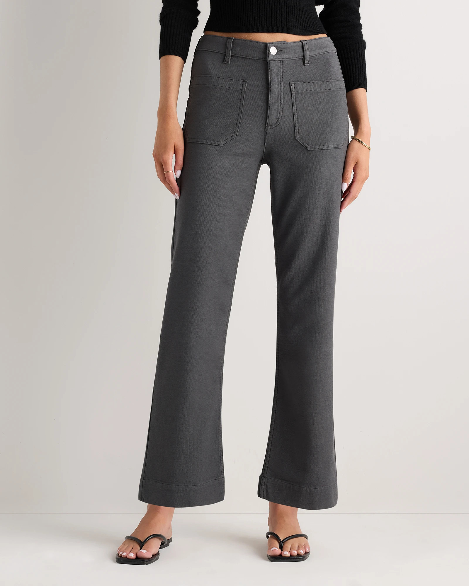 Quince | Women's French Terry Wide Leg Pants in Deep Navy, Size 16, Cotton | Quince