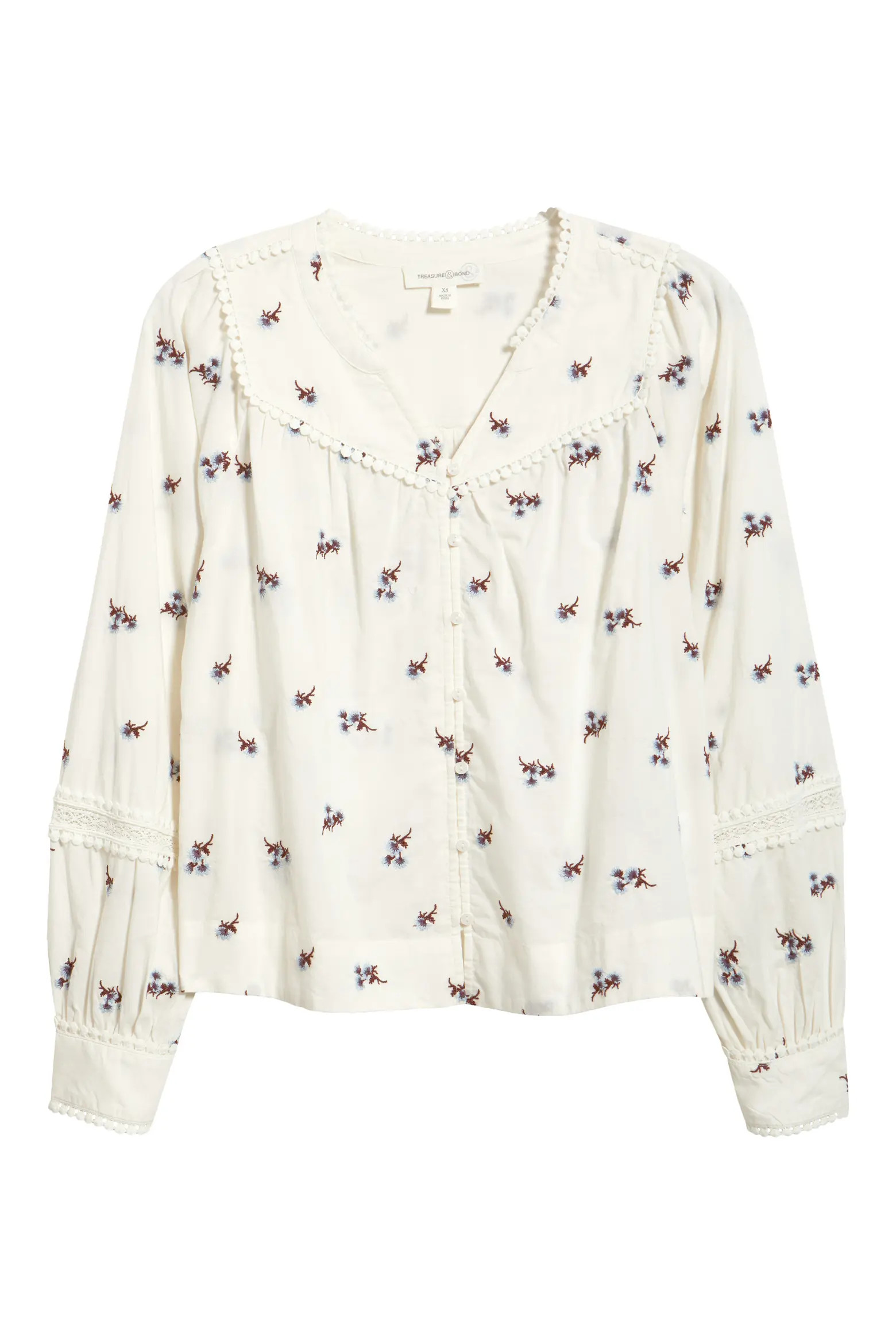 Lace Trim Button-Up Shirt (Women) | Nordstrom | Nordstrom