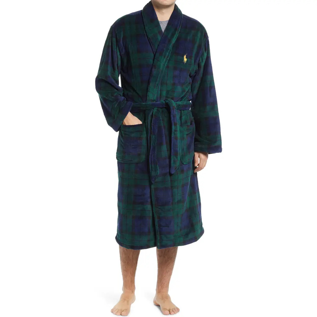Polo Ralph Lauren Microfiber Robe in Blackwatch at Nordstrom, Size Large | Nordstrom