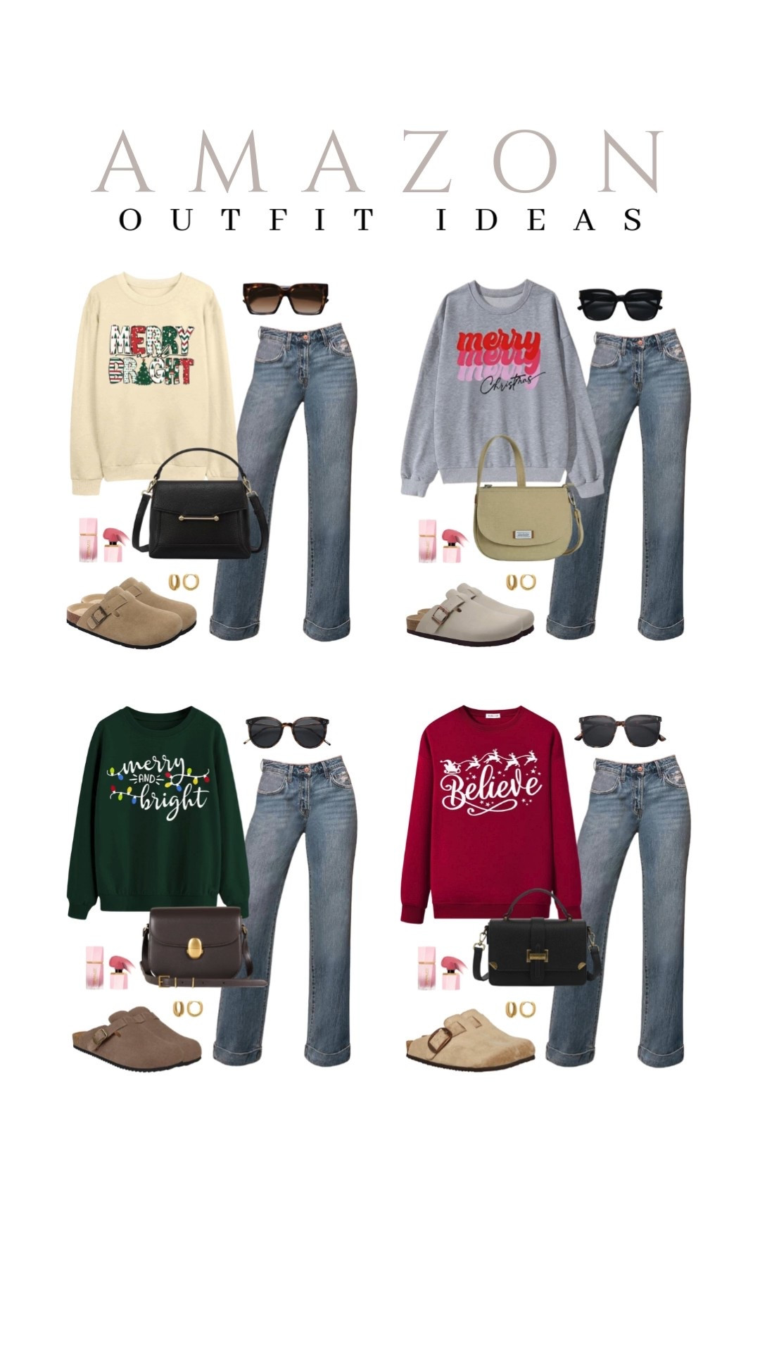 Comfy sweatshirts with jeans make the perfect holiday outfits!
christmas outfit idea, holiday look, suede clogs, baggy high waist jeans, casual outfit idea, amazon fashion, winter style, trendy look, viral fashion, affordable style, amazon favorite, top picks, best seller, fall to winter look, transiotional outfit idea

#LTKFindsUnder50 #LTKU #LTKSeasonal