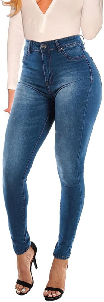 KUNMI Womens Curvy High Waist Stretch Butt Lifting Skinny Colombian Jeans | Amazon (US)