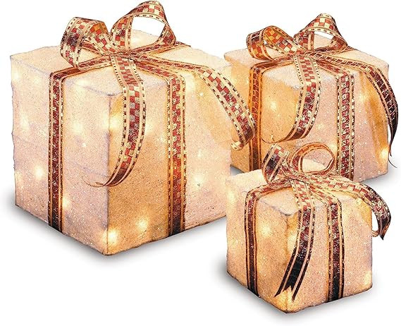 National Tree White Company lit Artificial Christmas Décor 3-Piece Set Includes Pre-strung Light... | Amazon (US)