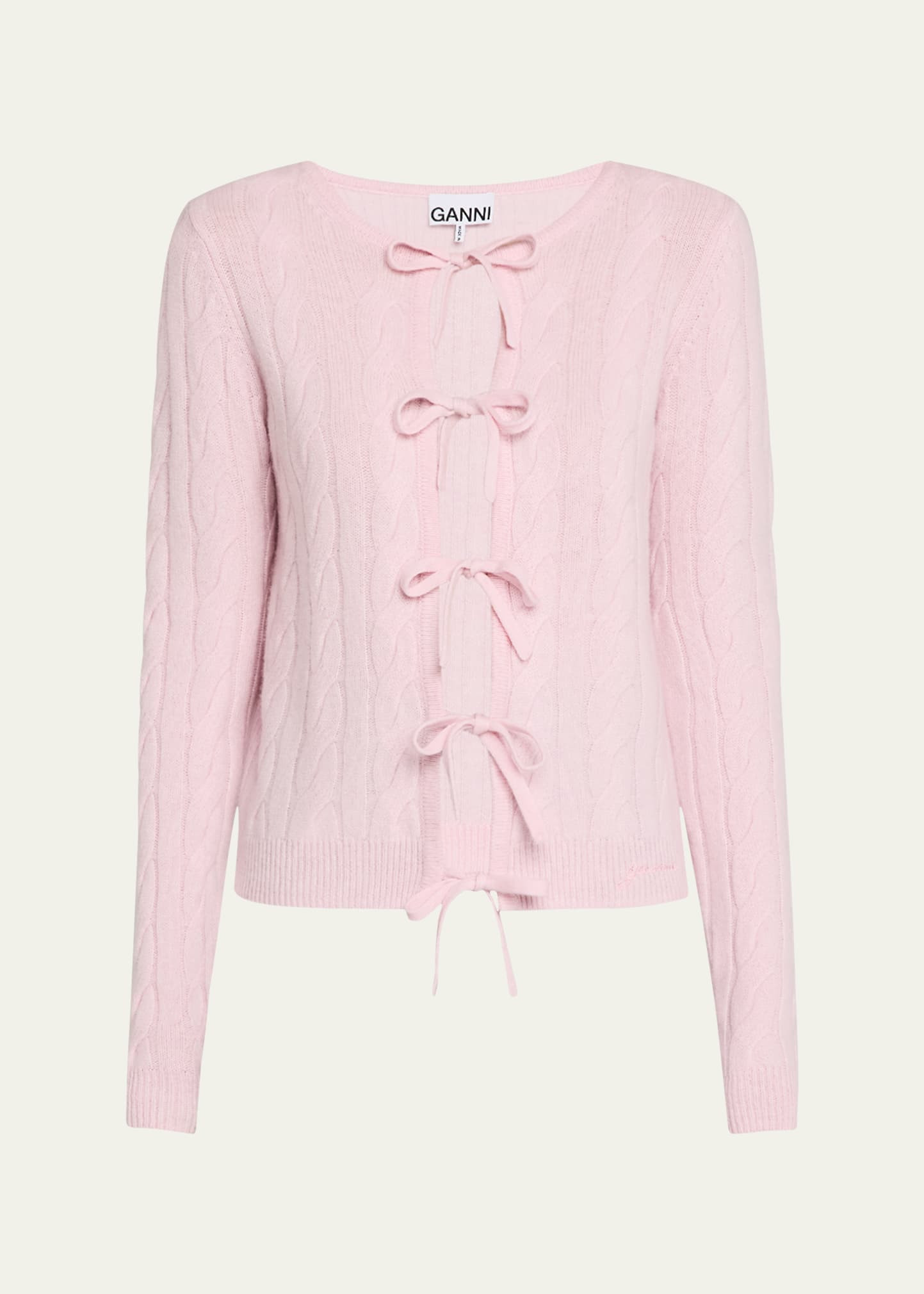 Ganni Cashmere Mix Tie-Front Cardigan | Bergdorf Goodman