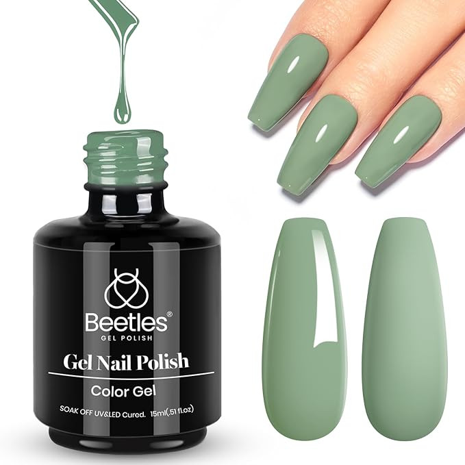 Beetles Gel Nail Polish Eucalyptus Pastel Green Nail Polish, 15ml Emerald Olive Sage Green Gel Po... | Amazon (US)