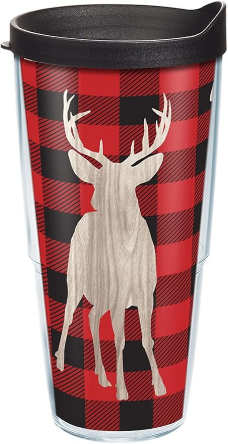 Tervis Plaid Deer Tumbler with Wrap and Black Lid 24oz, Clear | Amazon (US)