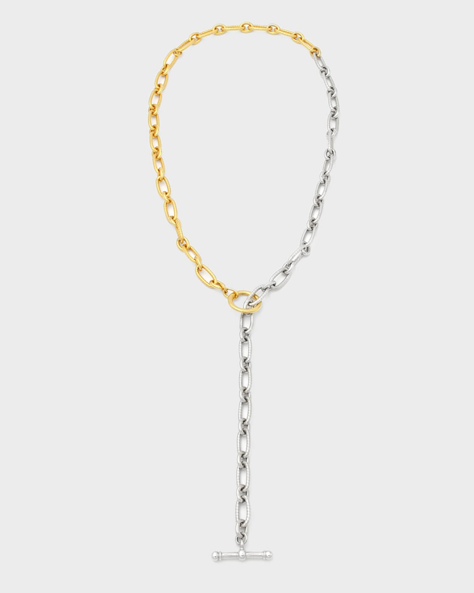 Long Two-Tone Textured Necklace | Neiman Marcus