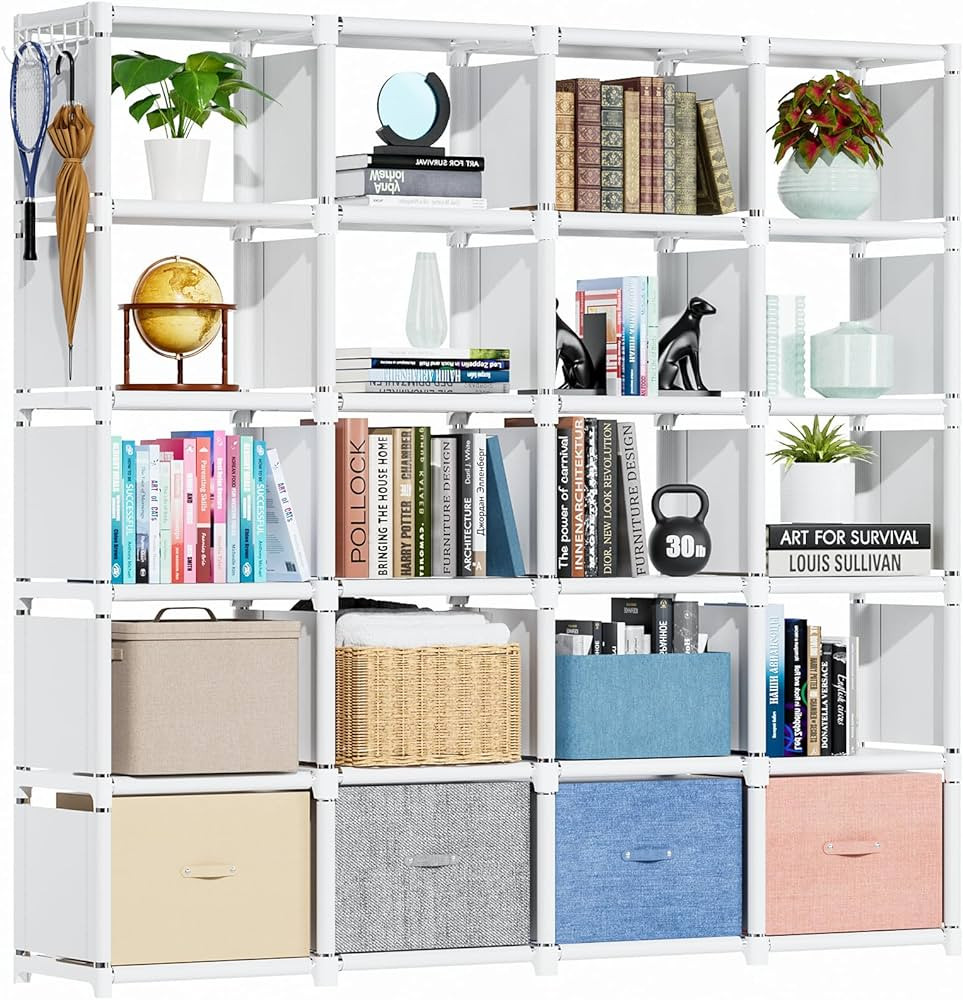 Mavivegue Book Shelf, 20 Cube Storage Organizer, DIY Bookcase, Metal Cube Bookshelf, Tall Book ca... | Amazon (US)