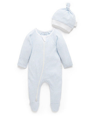 Purebaby Baby Boys Zip Coverall & Hat Set - Macy's | Macy's