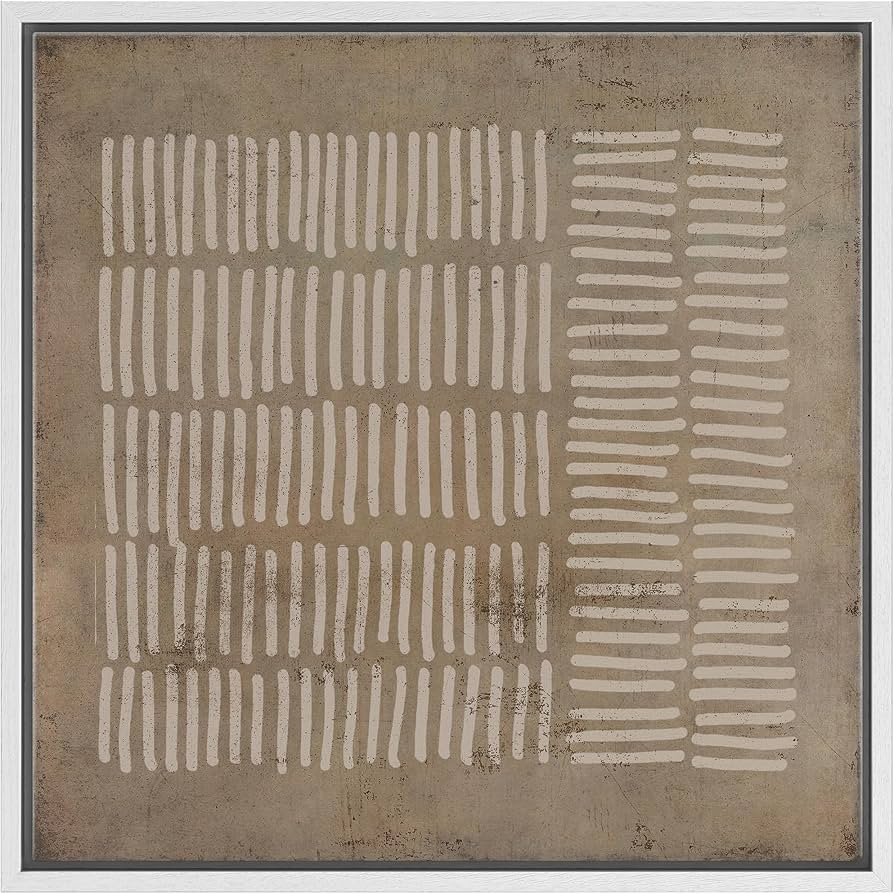 SIGNWIN Framed Canvas Print Wall Art Brown White Grunge Geometric Lines Abstract Shapes Illustrat... | Amazon (US)