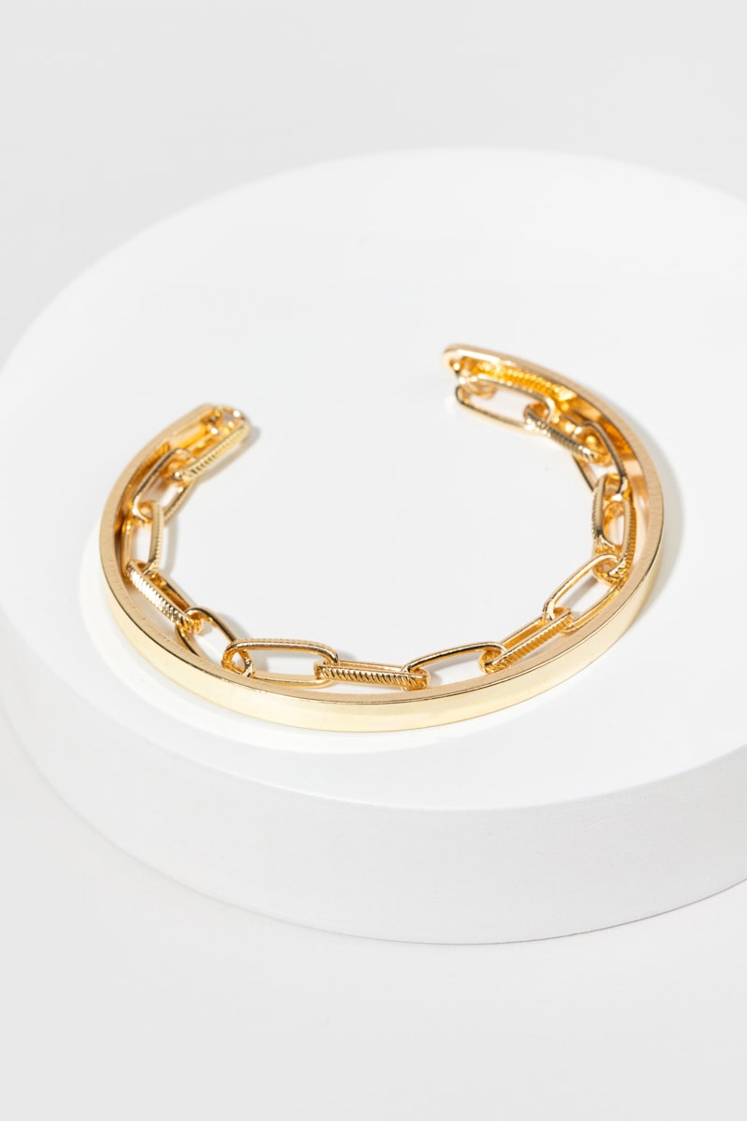 Ruth Golden Chain Cuff Bracelet | Francesca's