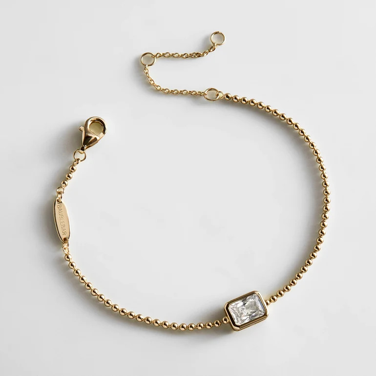 Eunice 14K Gold Crystal Bracelet - Rectangular Cut | BaubleBar