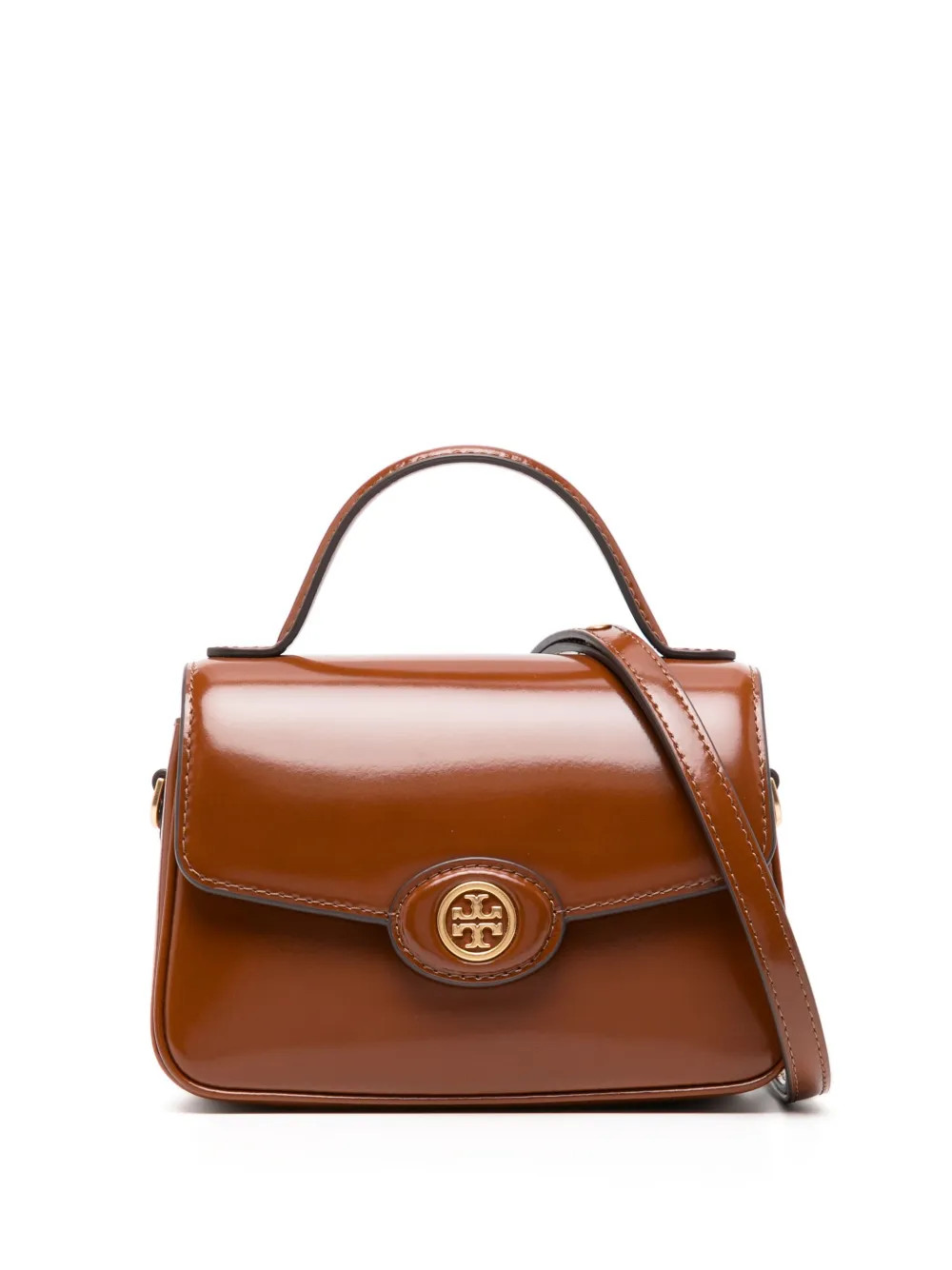 Tory Burch Robinson logo-plaque Shoulder Bag  | Brown | FARFETCH | Farfetch Global