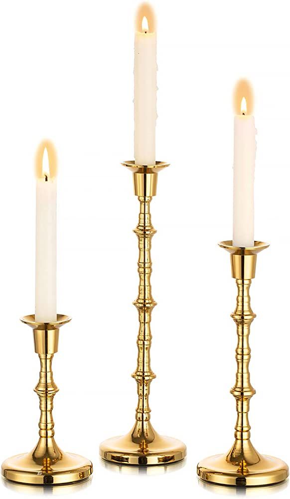 Nuptio Gold Candle Holders Taper Candlestick Holders Tall Thin Candle Sticks Candleholders Modern... | Amazon (US)