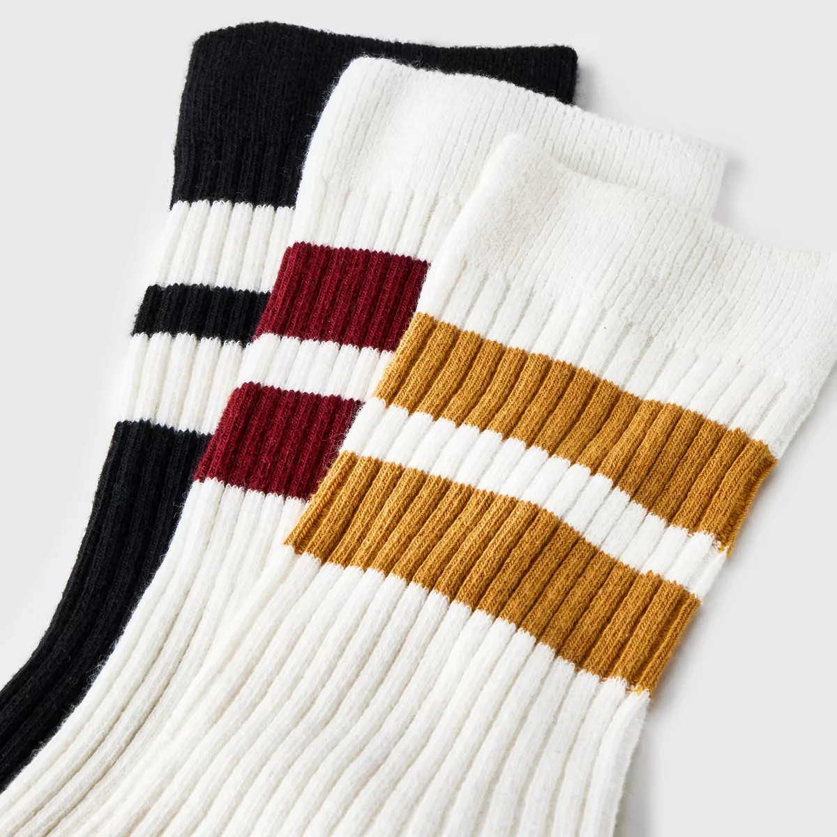 Women's Lightweight Ribbed Striped 3pk Crew Socks - Universal Thread™ 4-10 | Target