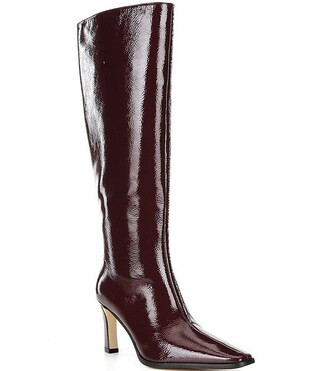 Darrah Crinkle Patent Leather Knee High Stiletto Boots | Dillard's
