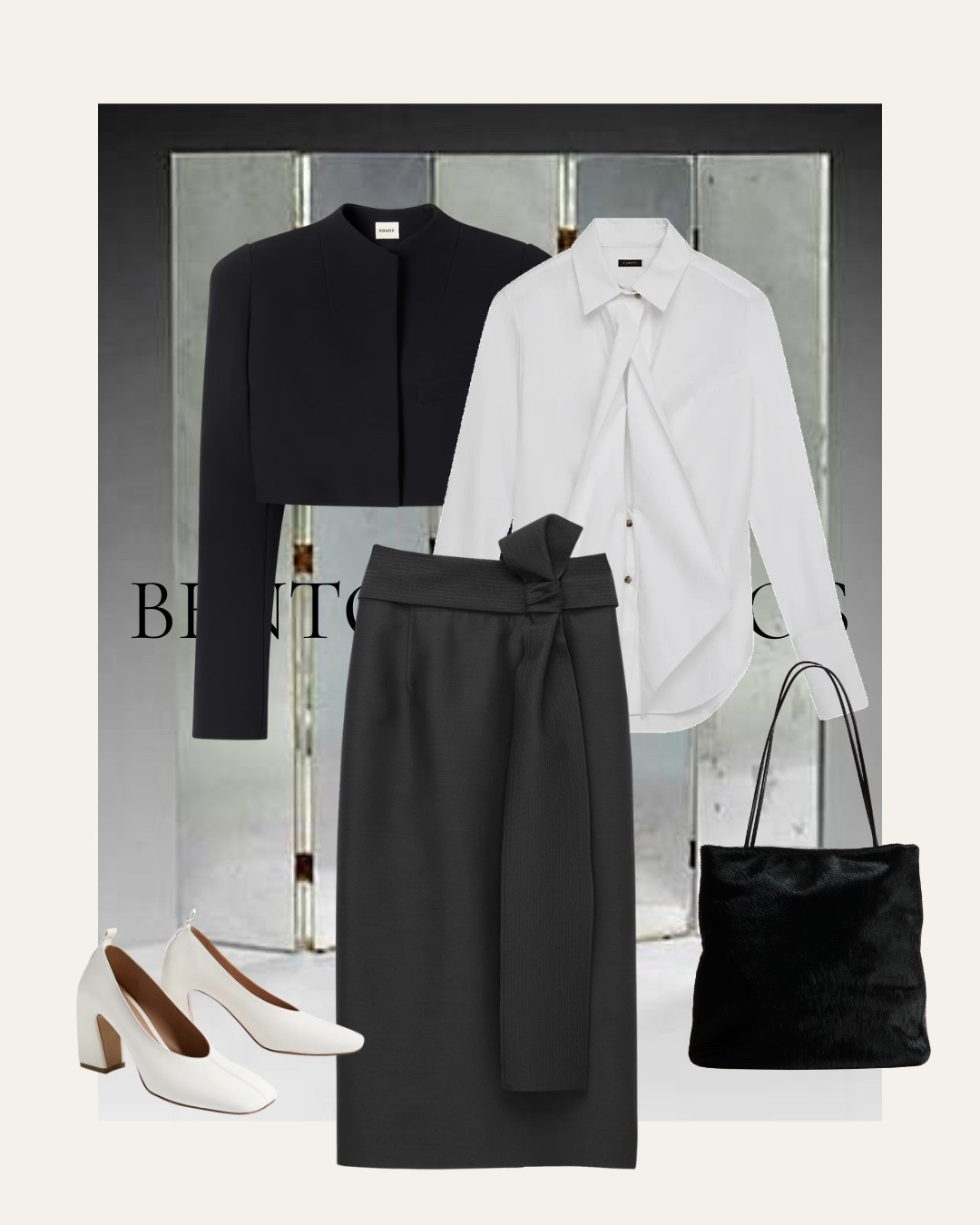 BLUEPRINT NO. 005
Work.

Monochrome workwear with a white shirt, black midi skirt and cropped jacket. A polished office outfit finished with white heels and a black statement bag for modern, elevated workwear.

#WorkOutfit #OfficeStyle #MonochromeOutfit #MidiSkirt #WhiteShirt #WorkwearStyle #OfficeOutfitIdeas

#LTKuk #LTKstyletip