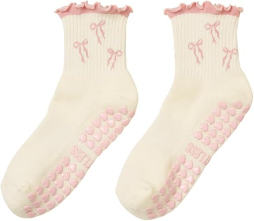 Crew Half Calf Grip Socks, Cutest Fruits Pilates Socks, Ruffle socks, Non-Slip, Barre Yoga Fitnes... | Amazon (US)
