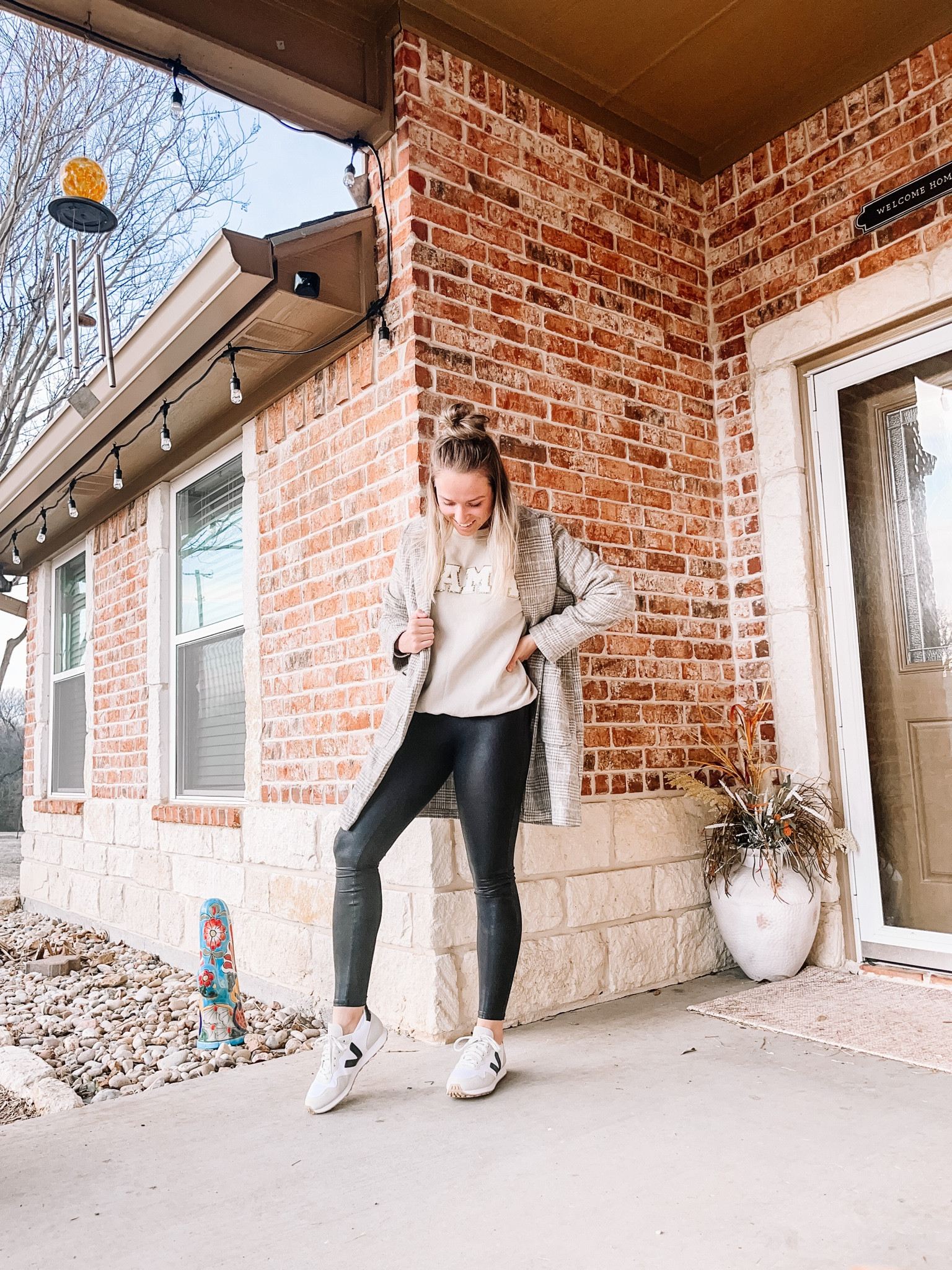 Faux leather leggings casual comfy outfit 

#LTKunder100 #LTKshoecrush #LTKstyletip