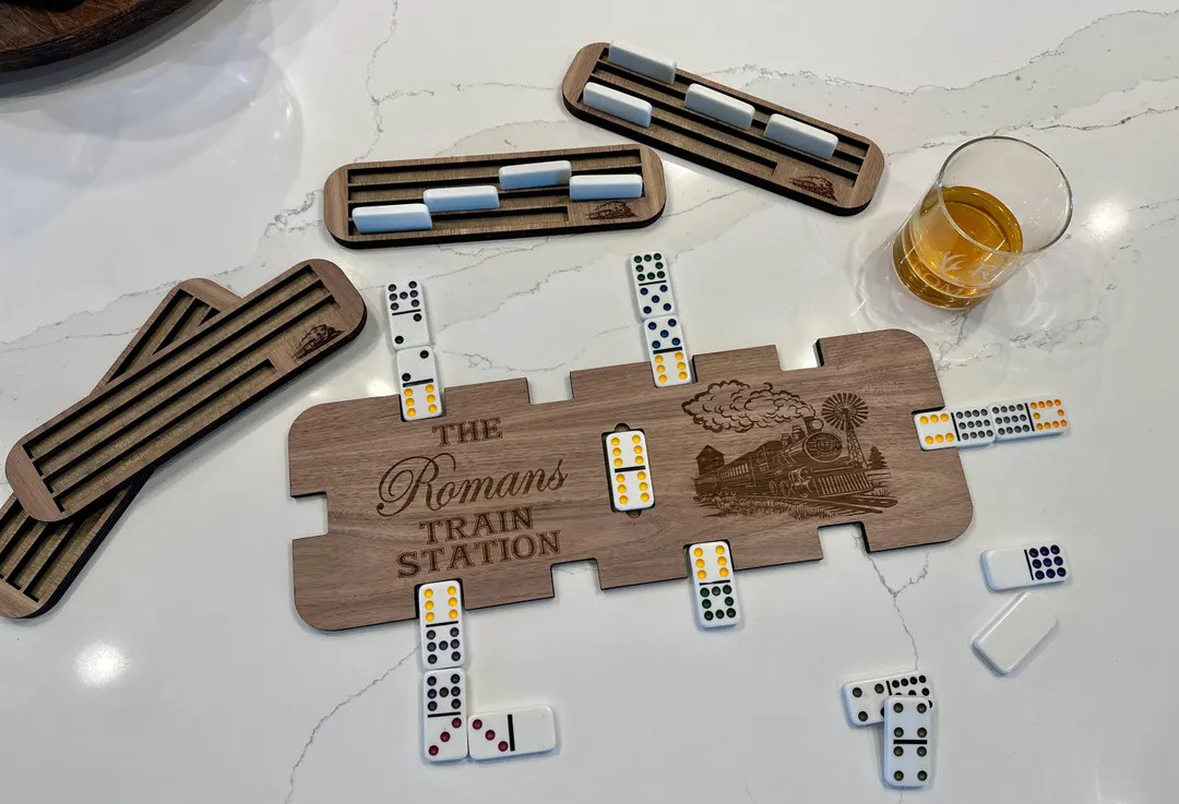 Mexican Train LARGE Personalized Set | Custom Dominoes Game Hub | Dominoes Holder | Family Game N... | Etsy (US)