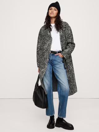 Oversized Merino Jacquard Coatigan | Banana Republic (US)