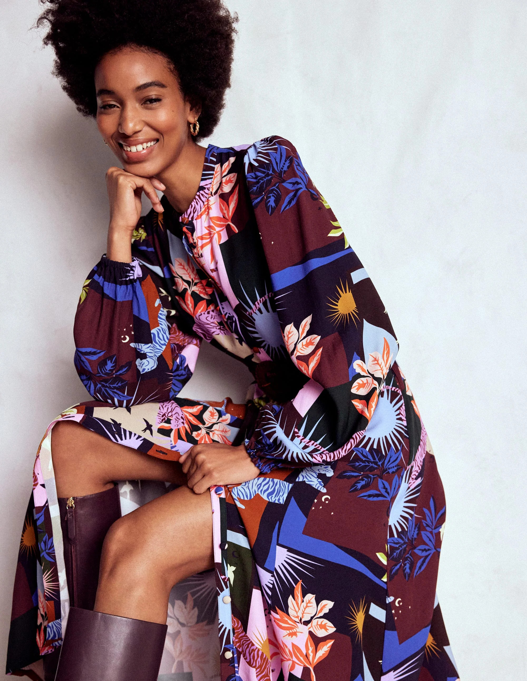 Mae Occasion Maxi Shirt Dress-Multi, Cosmic Savanna | Boden (US)