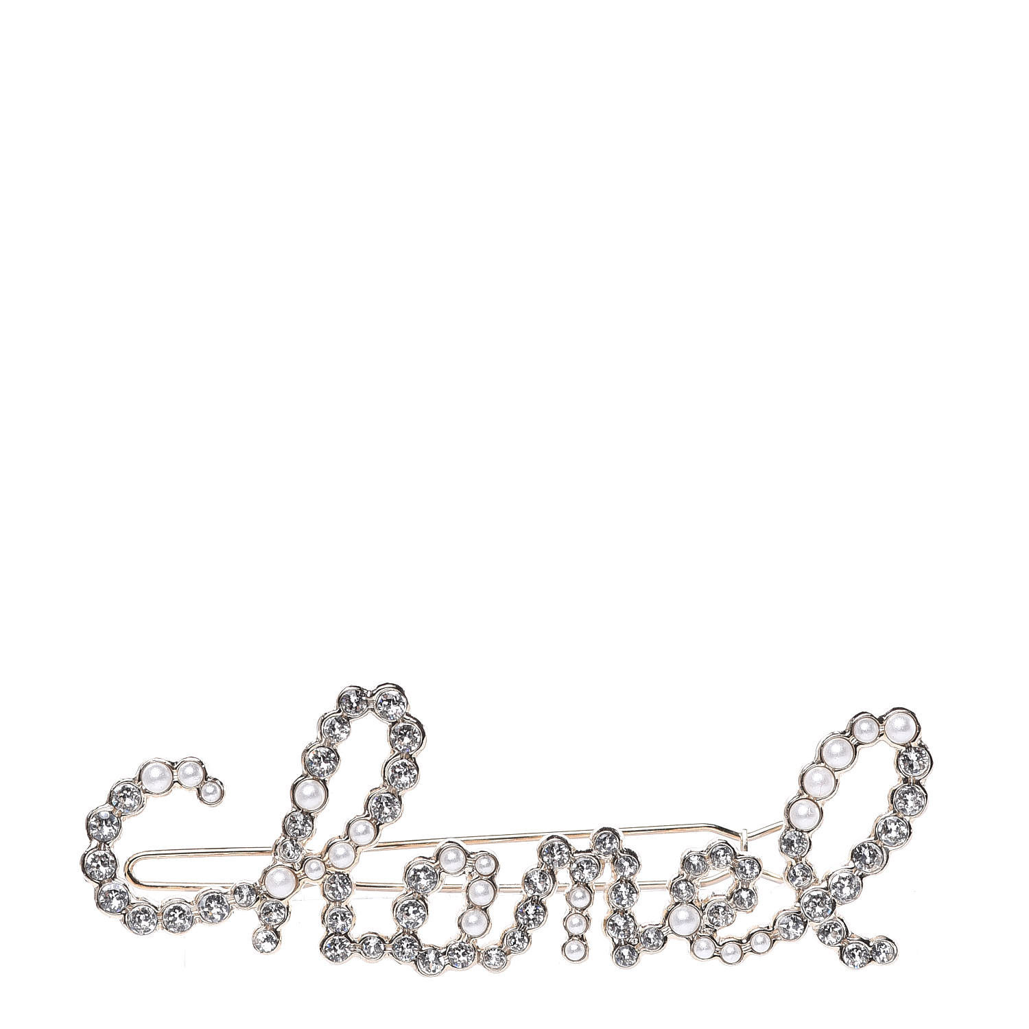 CHANEL Metal Glass Swirling Pearls Hair Clip Gold | Fashionphile