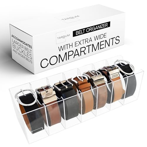 Targum Belt Organizer for Large Buckles – Extra-Wide Acrylic Belt Organizer with 7 Compartments for Closet and Drawer | Amazon (US)