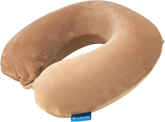 Brookstone Travel Neck Pillow - Lightweight Fleece Casing U-Shaped Stuffable Memory Foam Travel P... | Amazon (US)