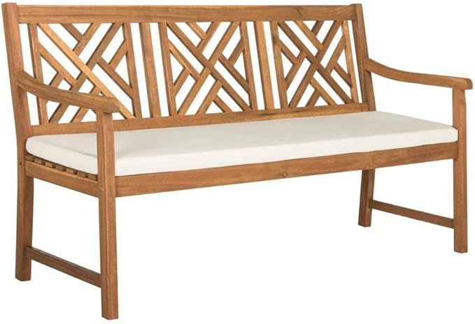 Safavieh PAT6738A Outdoor Collection Bradbury 3 Seat Bench, Natural/Beige | Amazon (US)