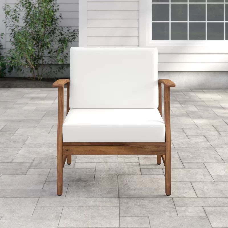 Saybrook Modern Outdoor Wood Patio Chair with Cushions | Wayfair North America
