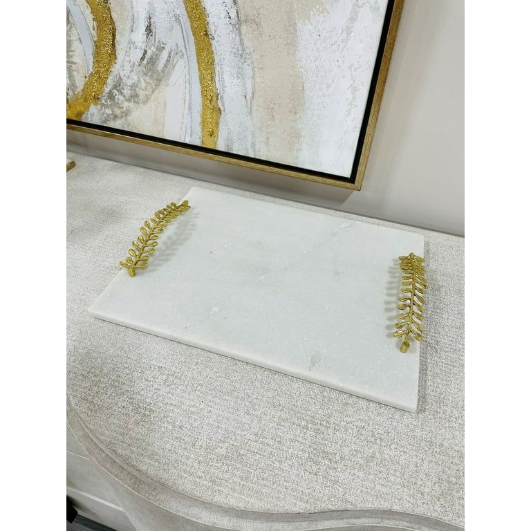Inspire Me! Home Decor Marble Tray with Gold Metal Vine Handles | Walmart (US)