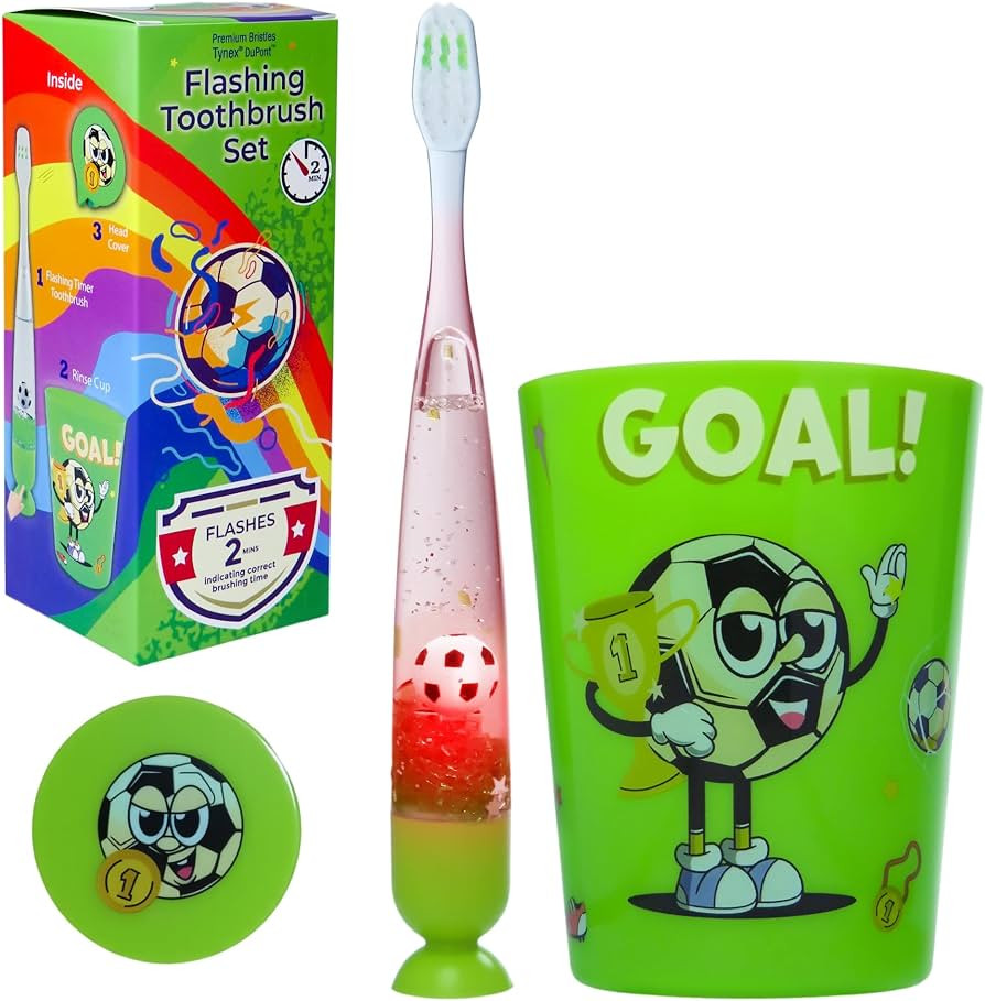 Lily's Home Kids Toothbrush with Flashing Timer and Soft Bristles, Rinsing Cup & Cover - Fun 2-Mi... | Amazon (US)