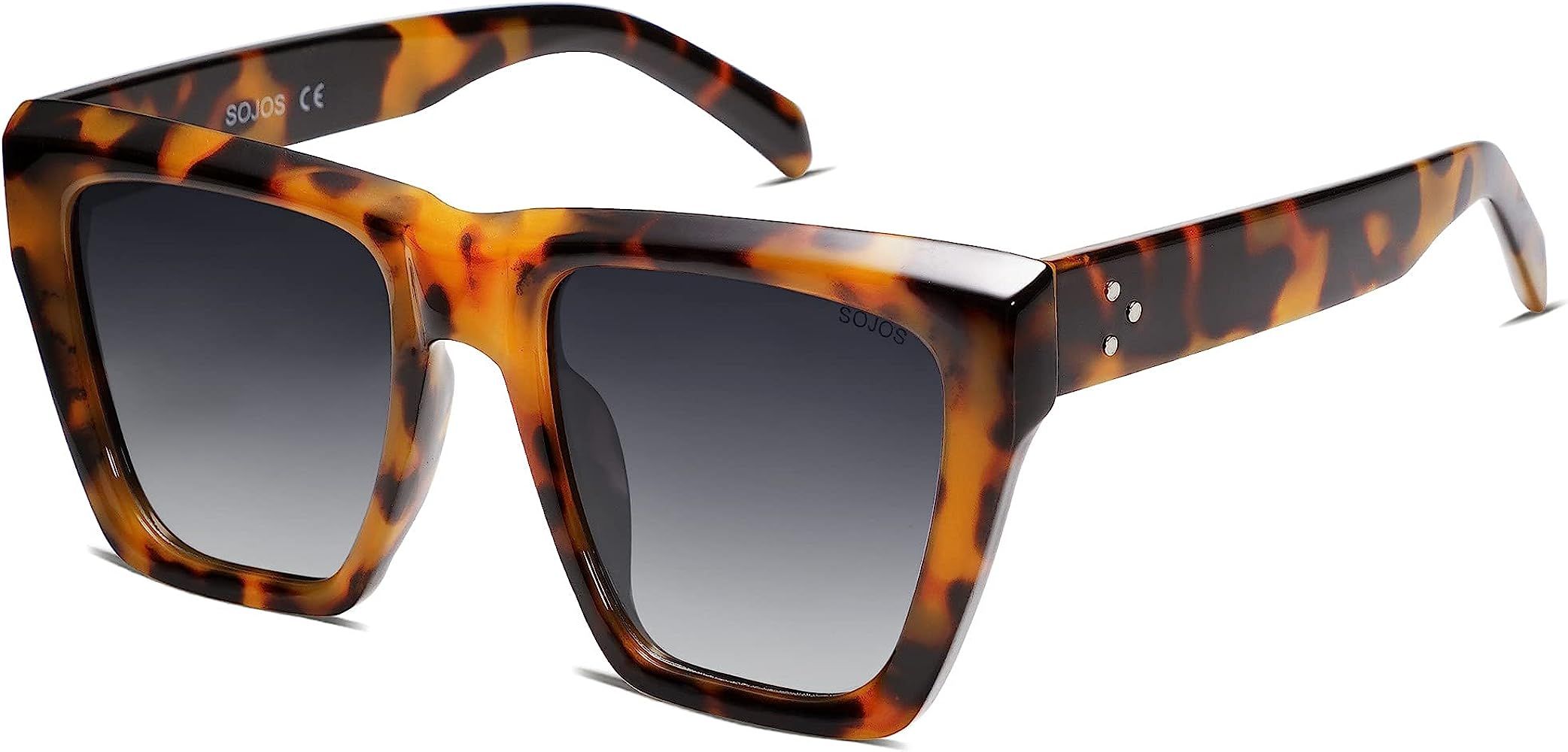 SOJOS Vintage Oversized Square Cat Eye Polarized Sunglasses for Women Trendy Fashion Cateye Style Su | Amazon (US)