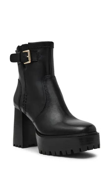 Steve Madden Summit Platform Bootie in Black Leather at Nordstrom Rack, Size 8.5 | Nordstrom Rack
