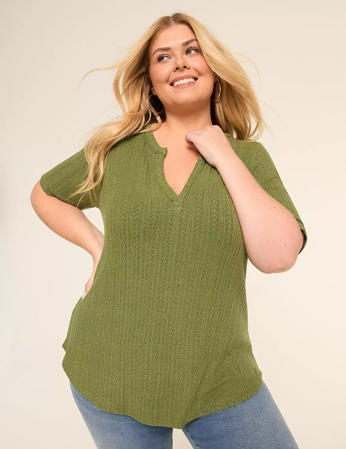 Elbow-Sleeve Soft Spun Tunic Tee | Lane Bryant (US)