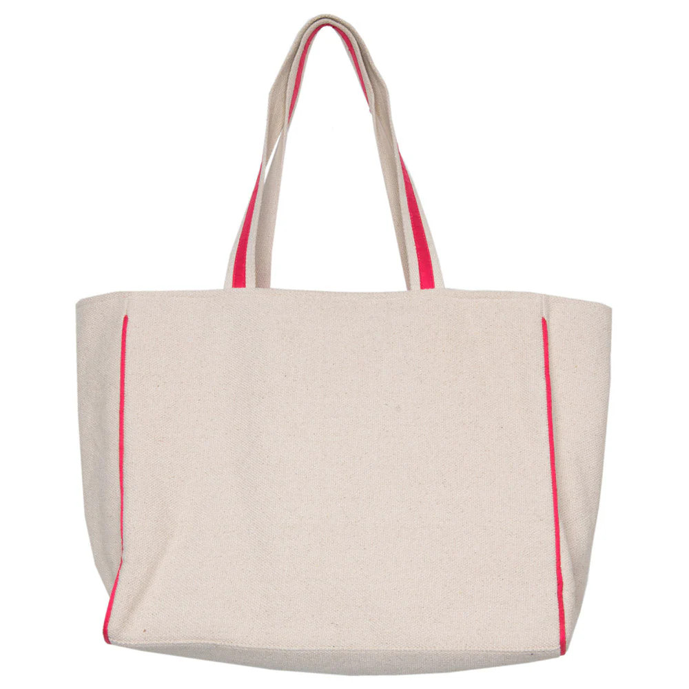 Hot Pink Star Eye Happy Face Canvas Tote Bag | Katydid.com
