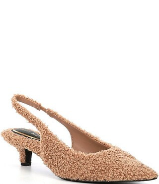 Britnie Faux Shearling Kitten Heel Slingback Pumps | Dillard's