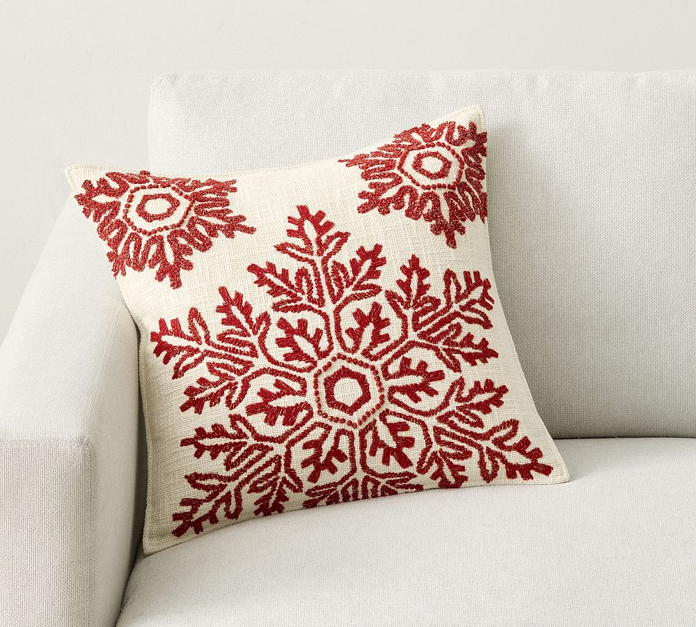 Snowflake Embellished Pillow | Pottery Barn (US)